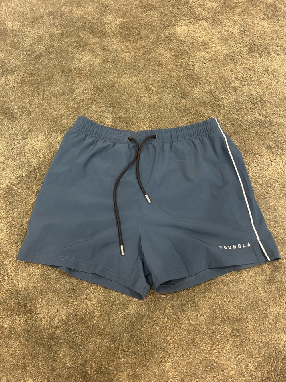 YoungLA Men's Blue 5inch Athletic Swim Shorts